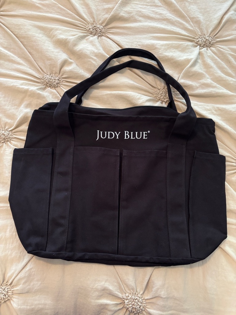 Judy Blue Black Canvas Tote with Exterior Pockets